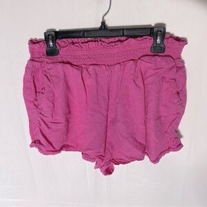 5/$35 Vintage No Boundaries Pink Linen Blend Shorts W Elastic Waistband L